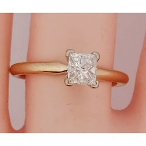 14k Princess Diamond Wedding Engagement Ring 14K Gold size 6,7,8